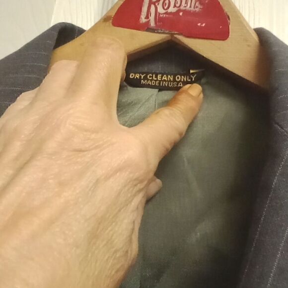 Men's HIS Tailored Suit Jacket Black/Gray - Picture 6 of 7